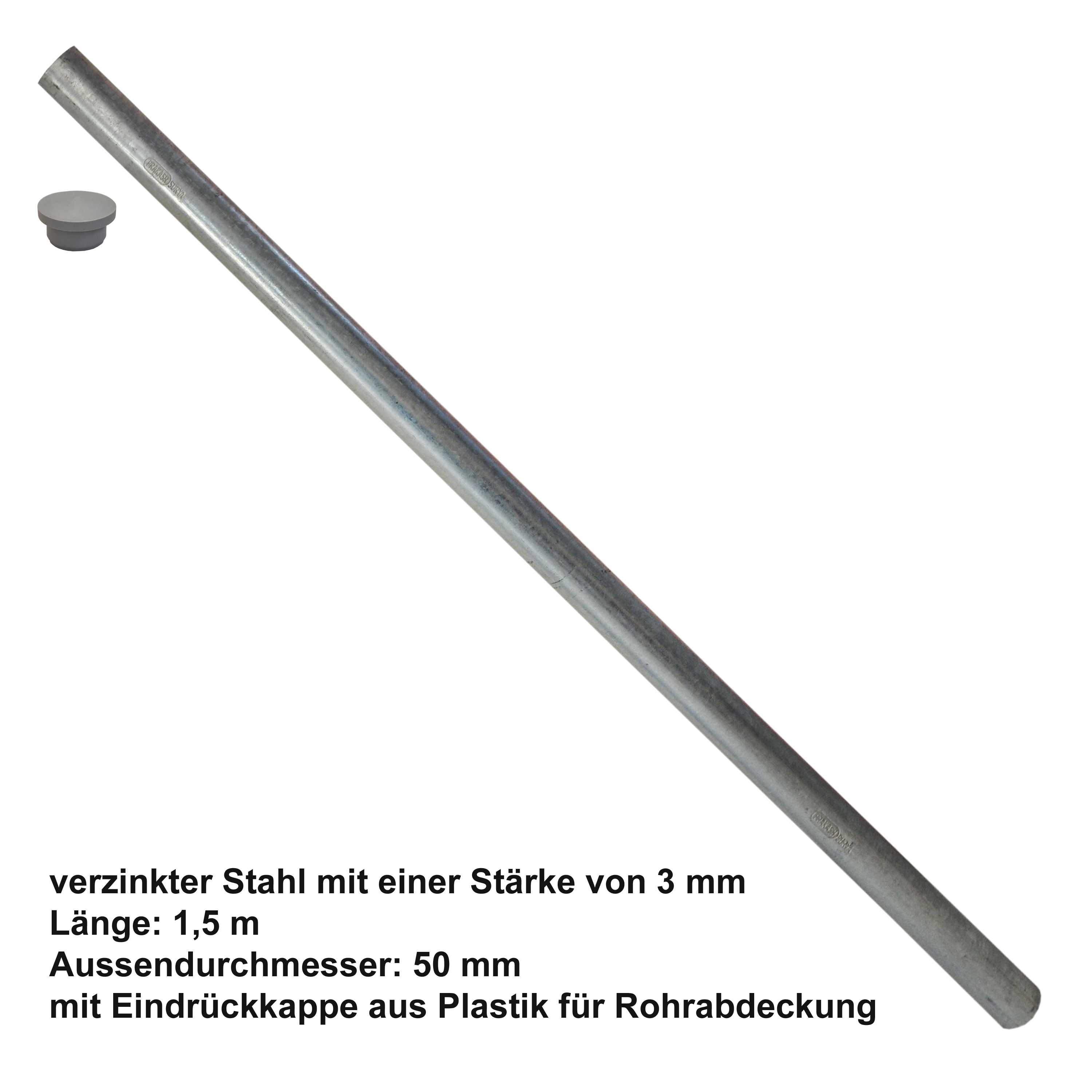 22439_1eisEg1u4DzSDXA Befestigungsrohr verzinkt mit Abdeckkappe für Papierkorb