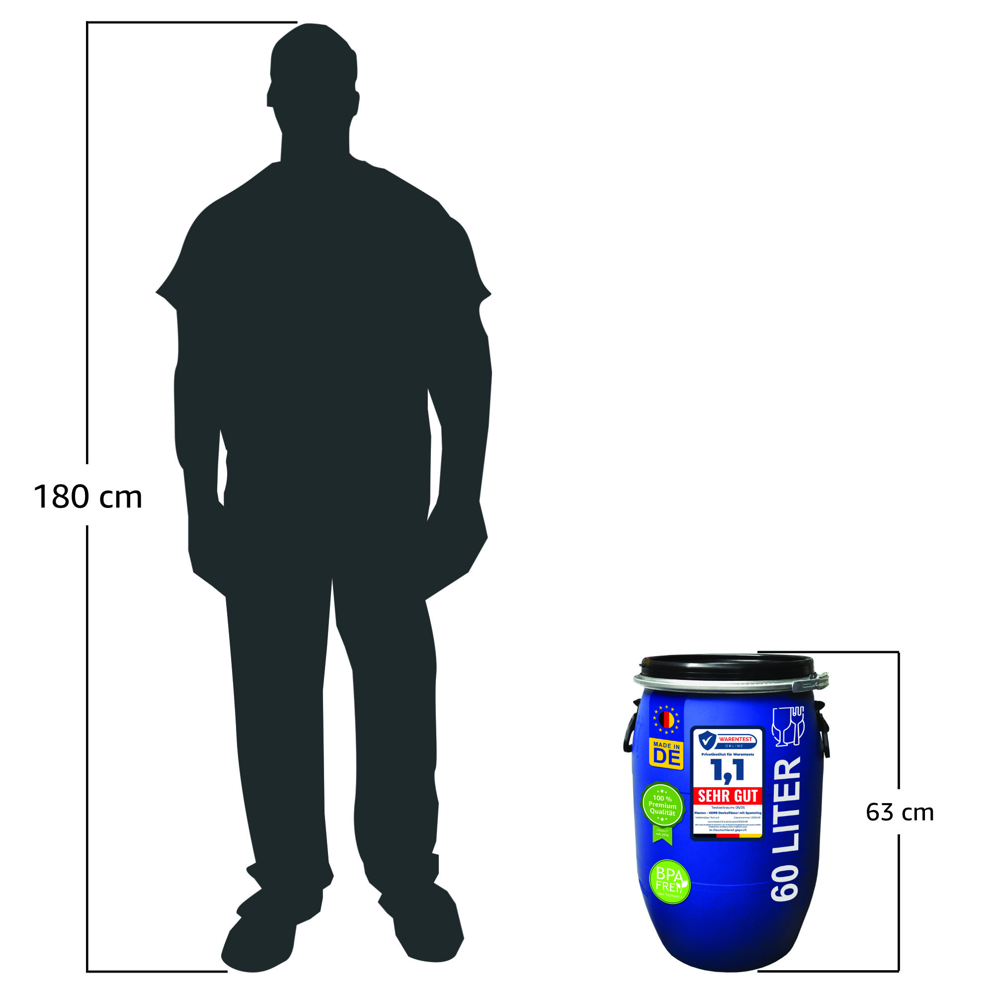 60 Liter Deckelfass mit FDA-Zulassung