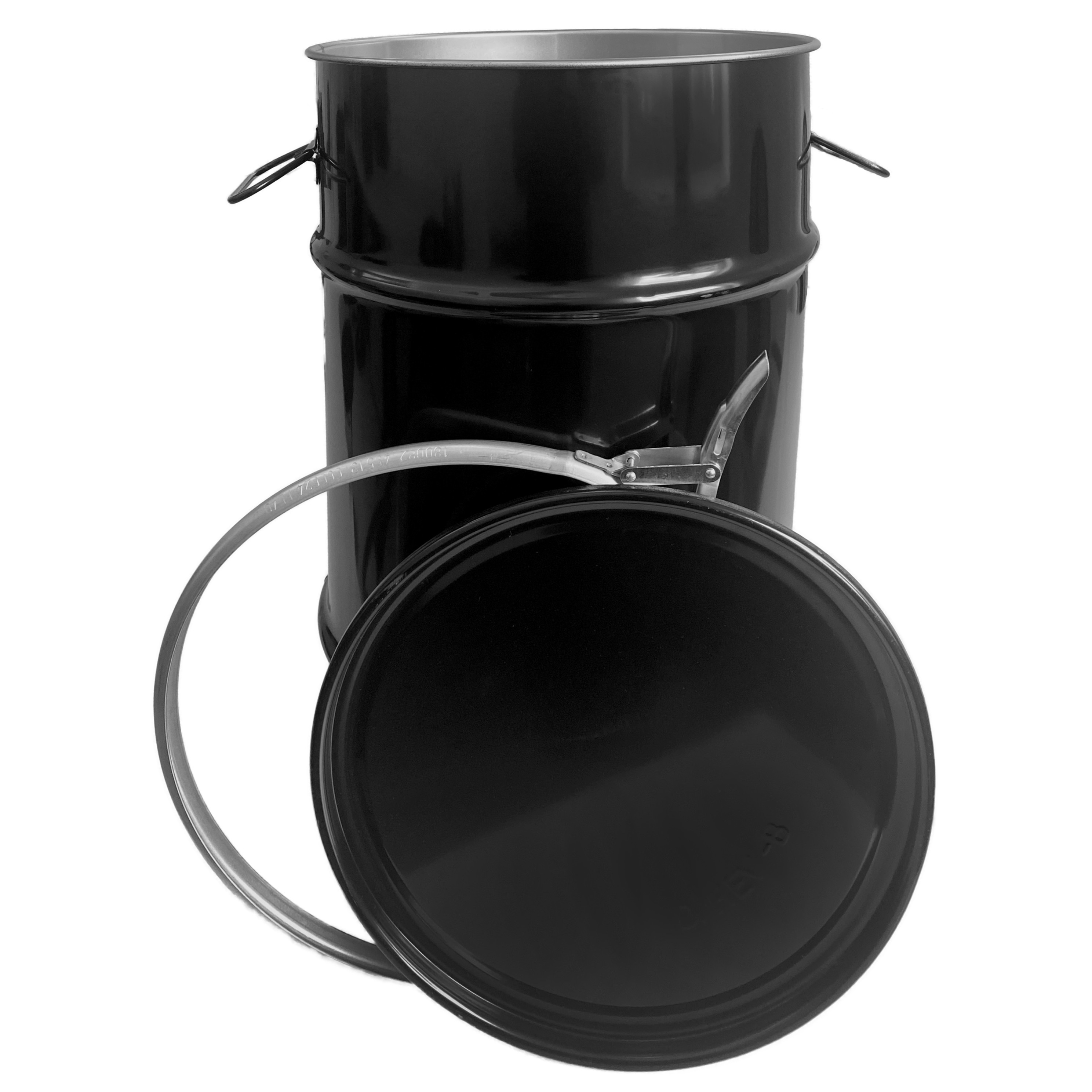 23041_1a Stahlfass 60 Liter Deckelfass Tiefschwarz