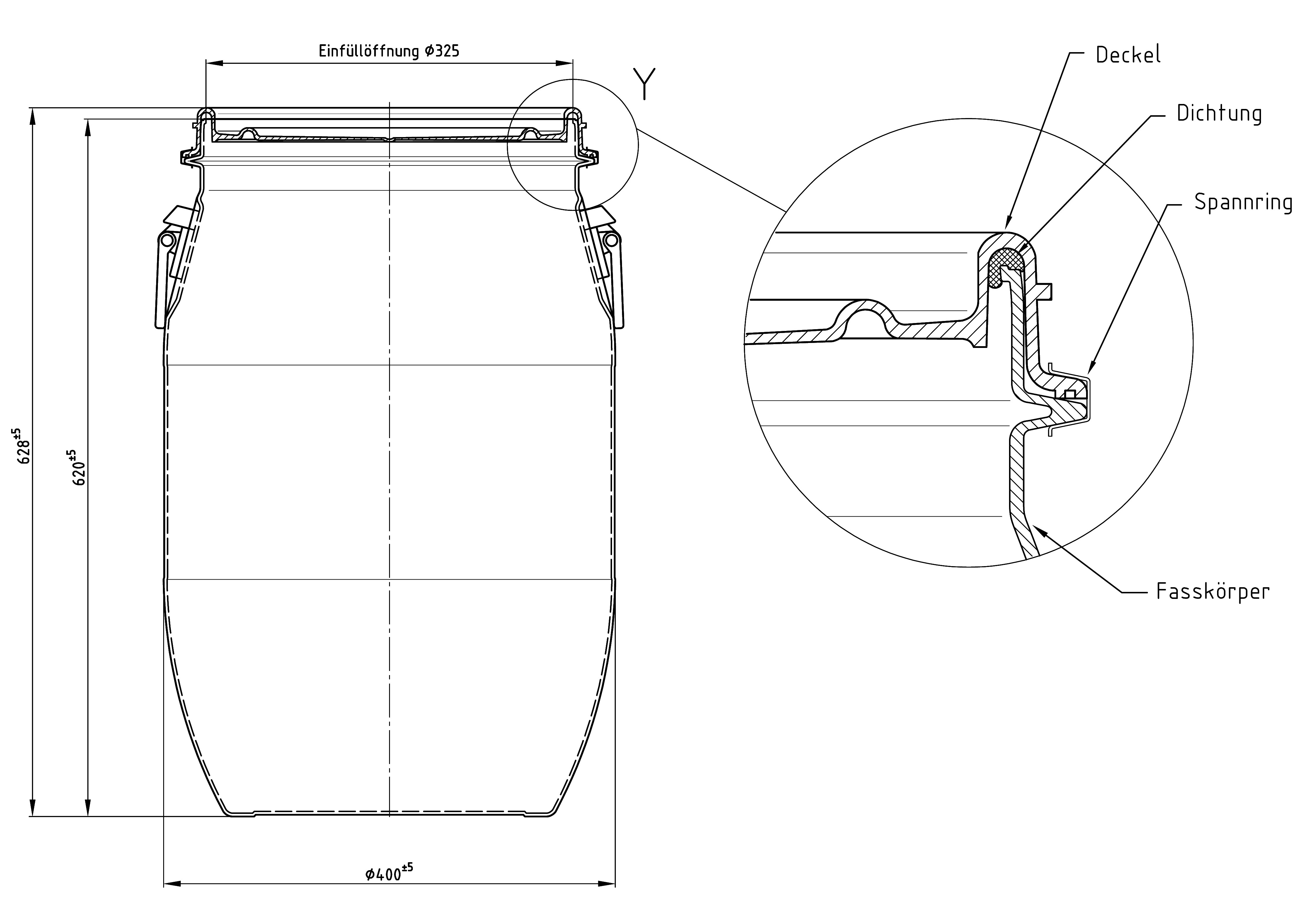 60 Liter Deckelfass mit FDA-Zulassung