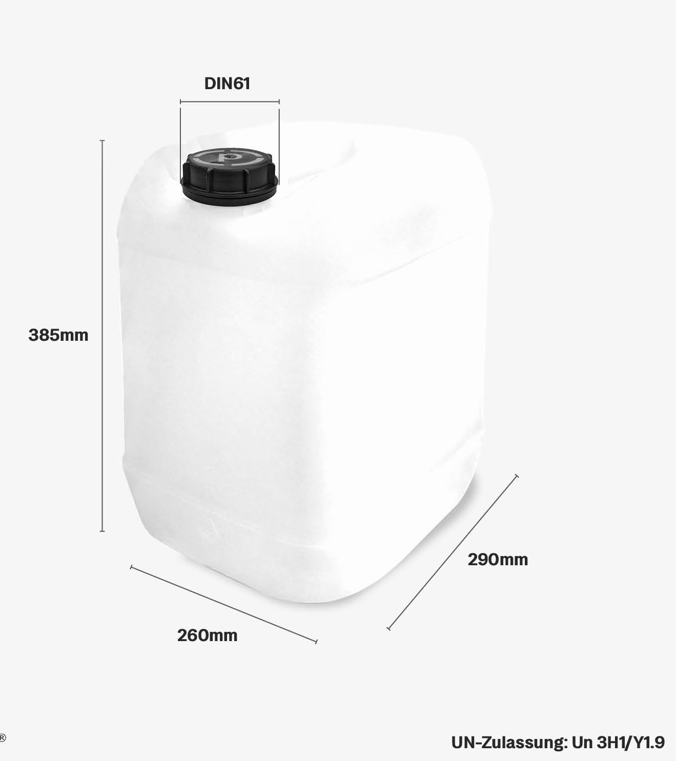 plasteo_wasserkanister_abmessungen 20 Liter Kanister Natur