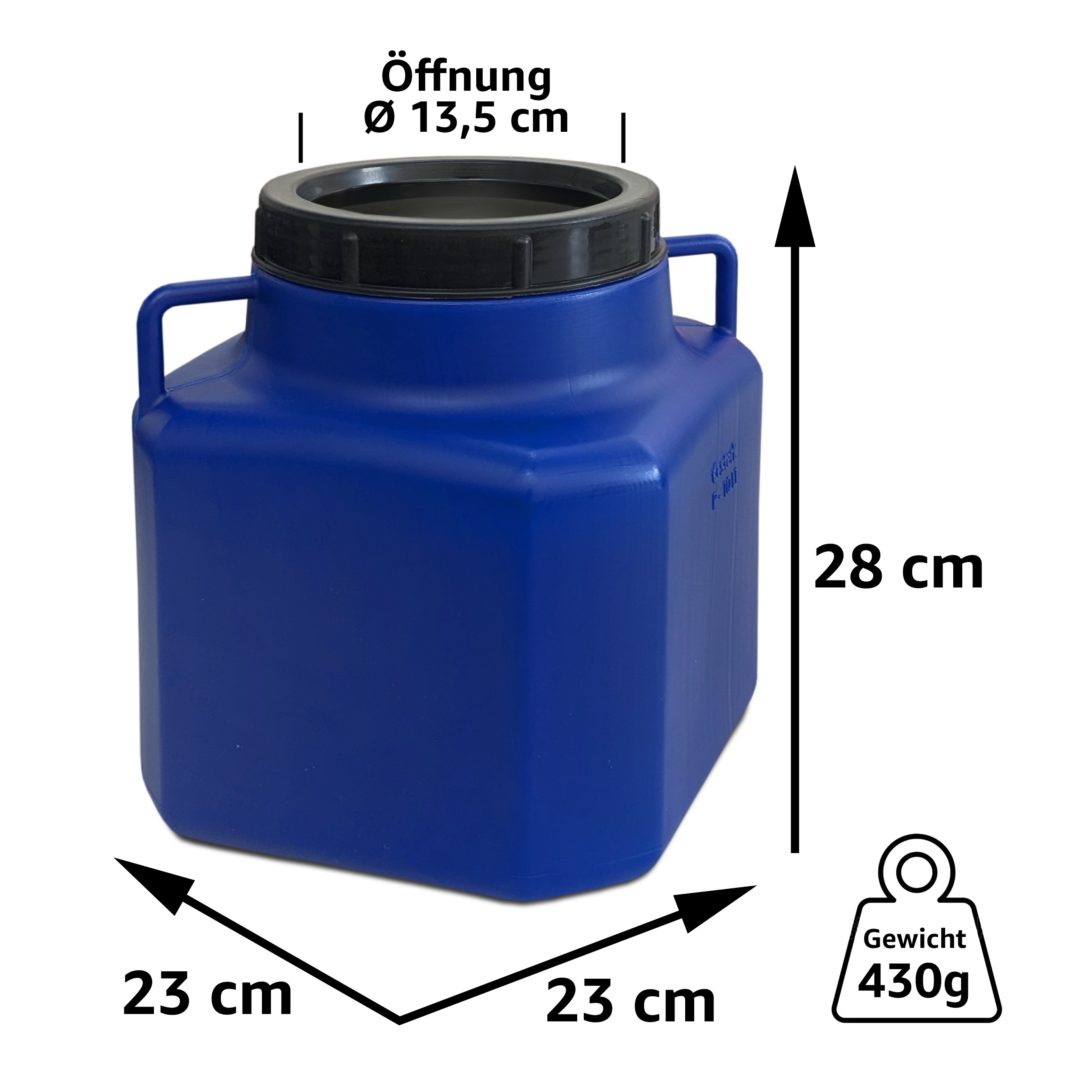 22529_bemassung 10 Liter Schraubdeckelfass eckig