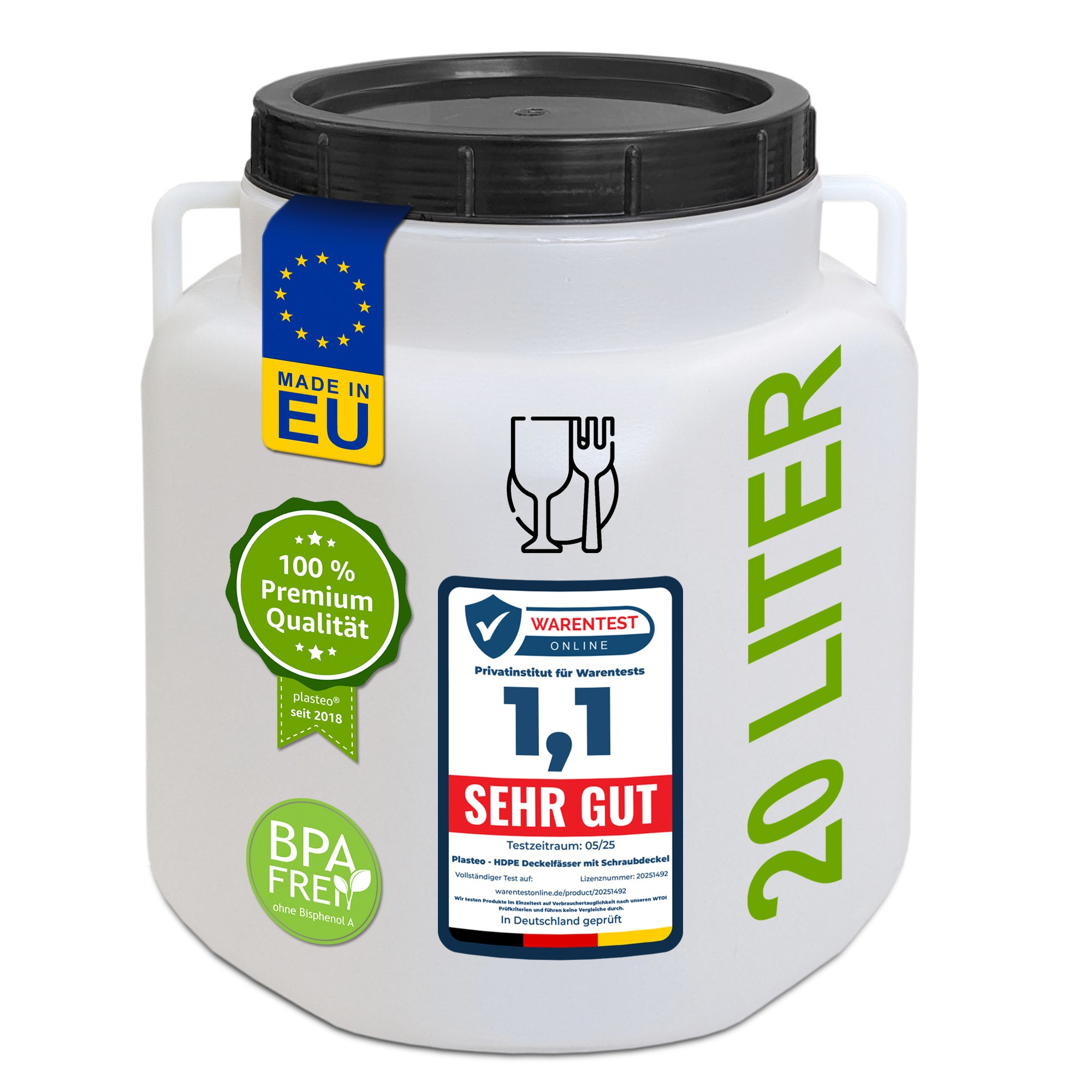 20 Liter Schraubdeckelfass eckig