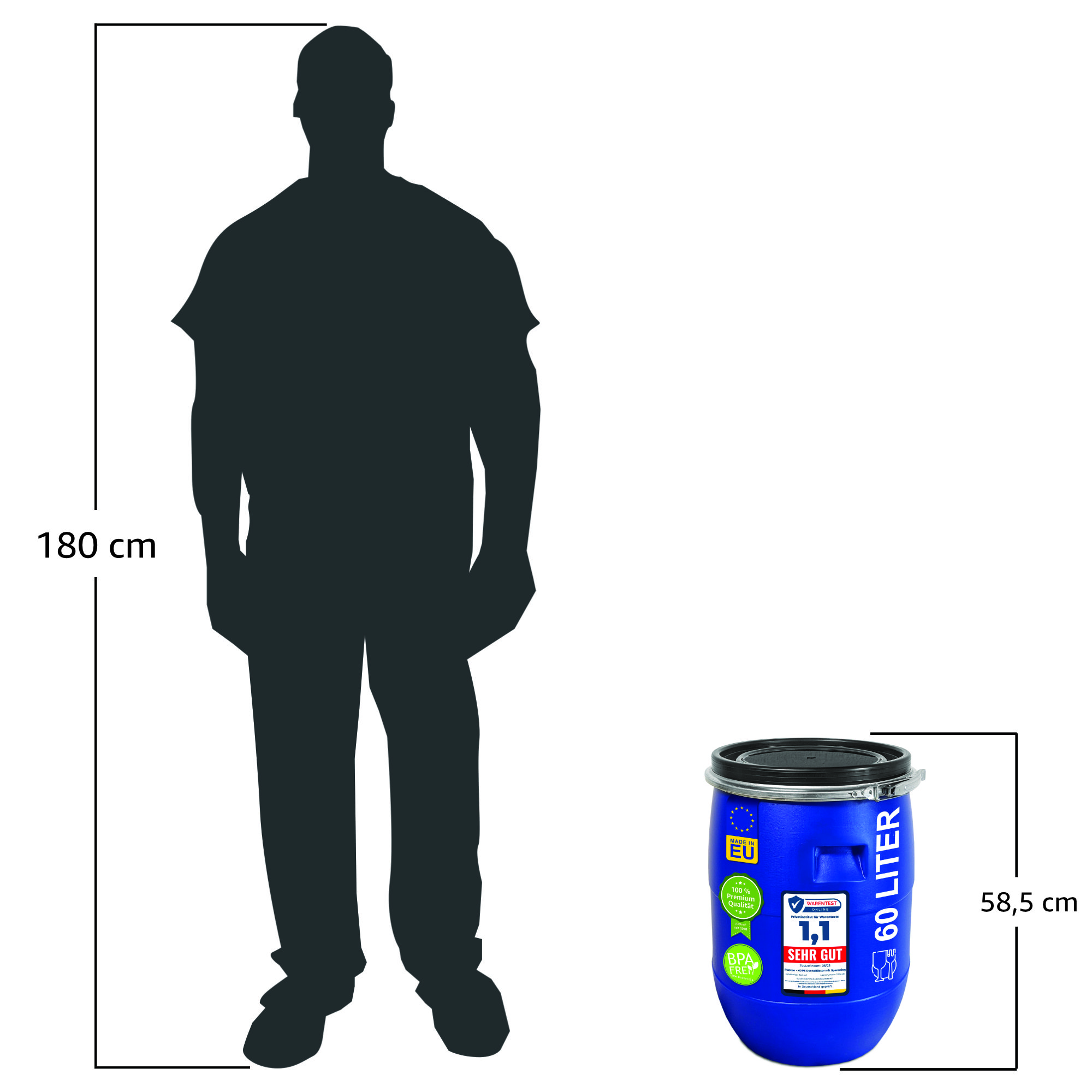 60 Liter Deckelfass Made in EU