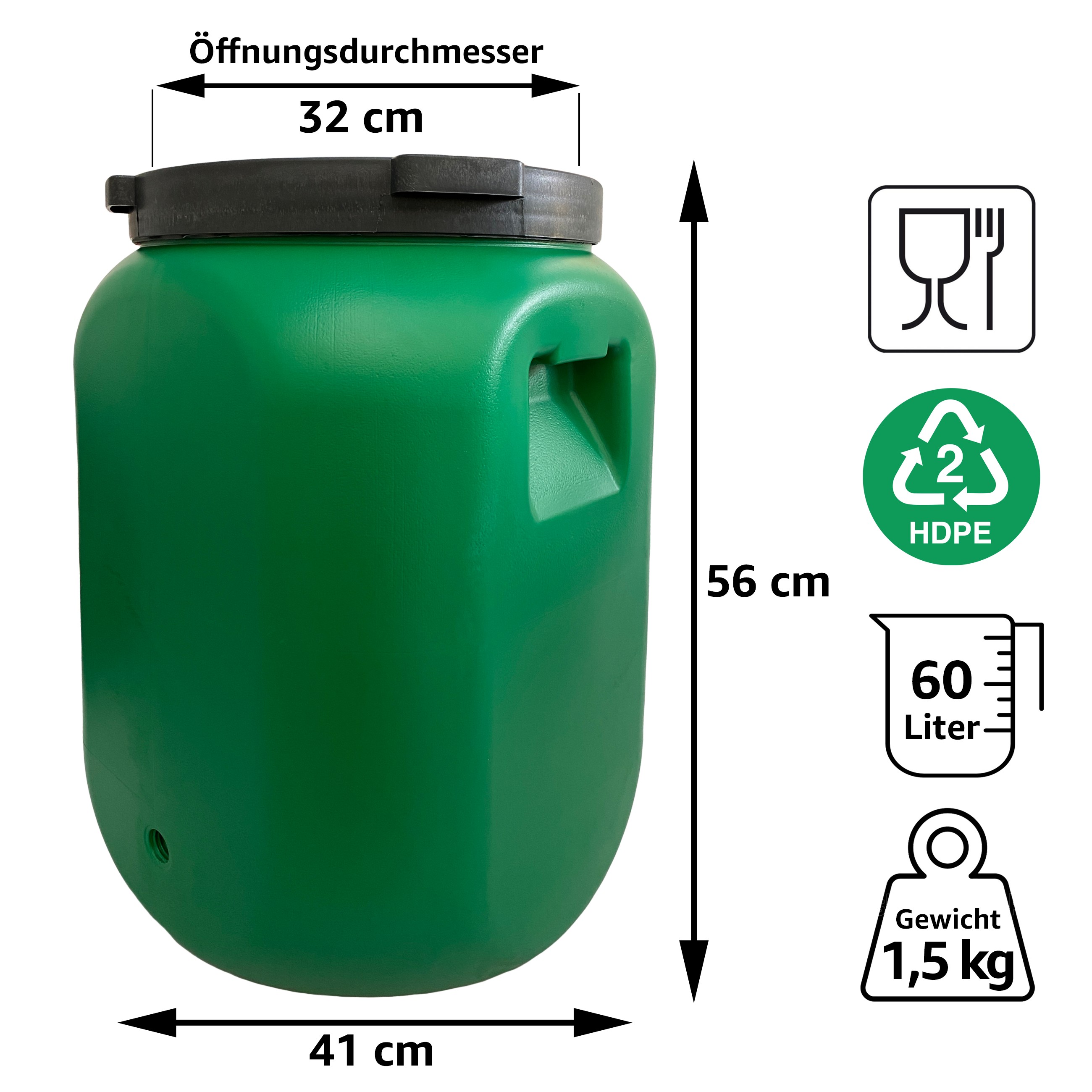 abmessungenOOitxdE2HATQd 60 Liter Schraubdeckelfass