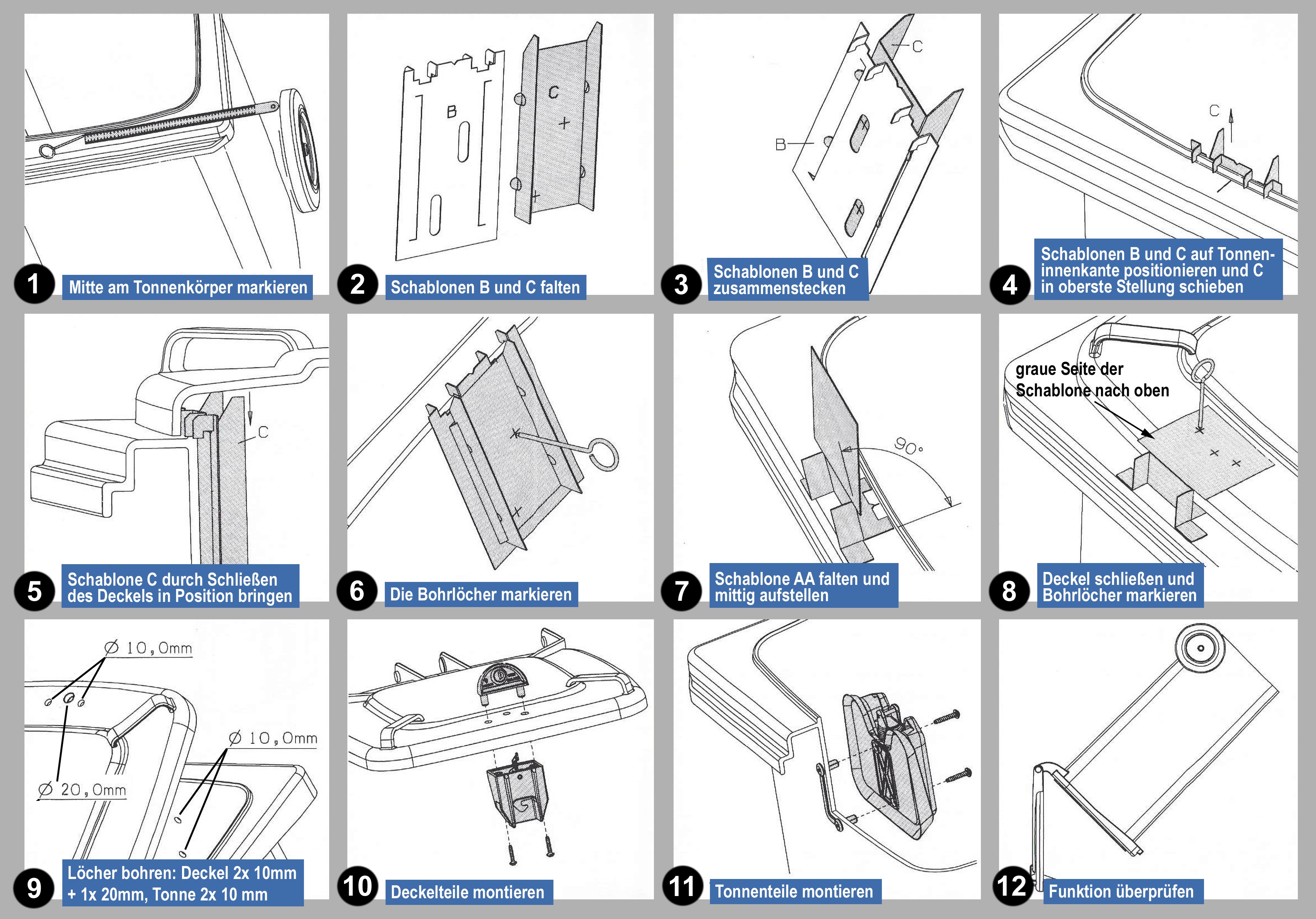 Montageanleitung O.M.R. Universal Mülltonnenschloß mit Schließzylinder