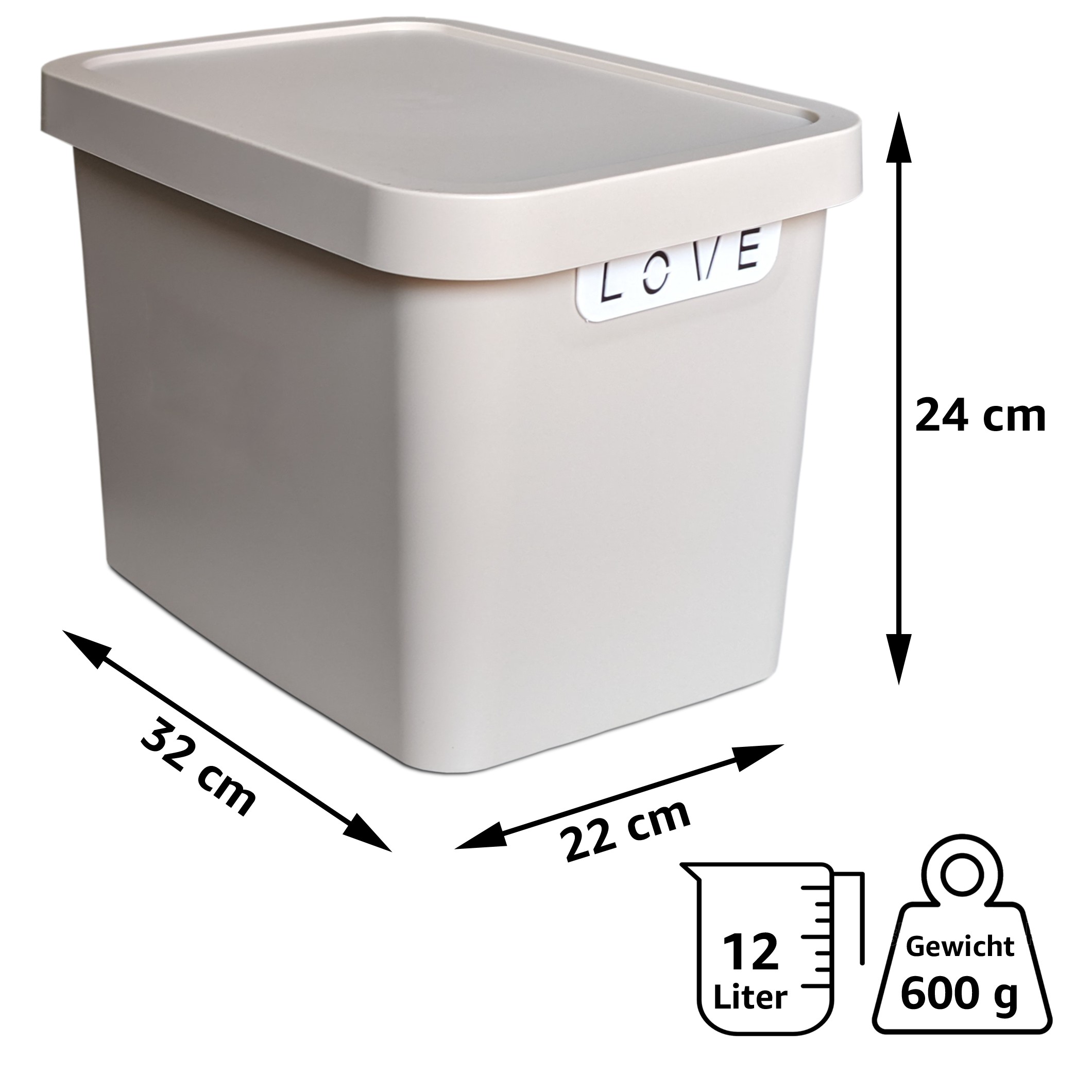 22558_abmessungen Aufbewahrungsbox mit Stülpdeckel 12,5 Liter