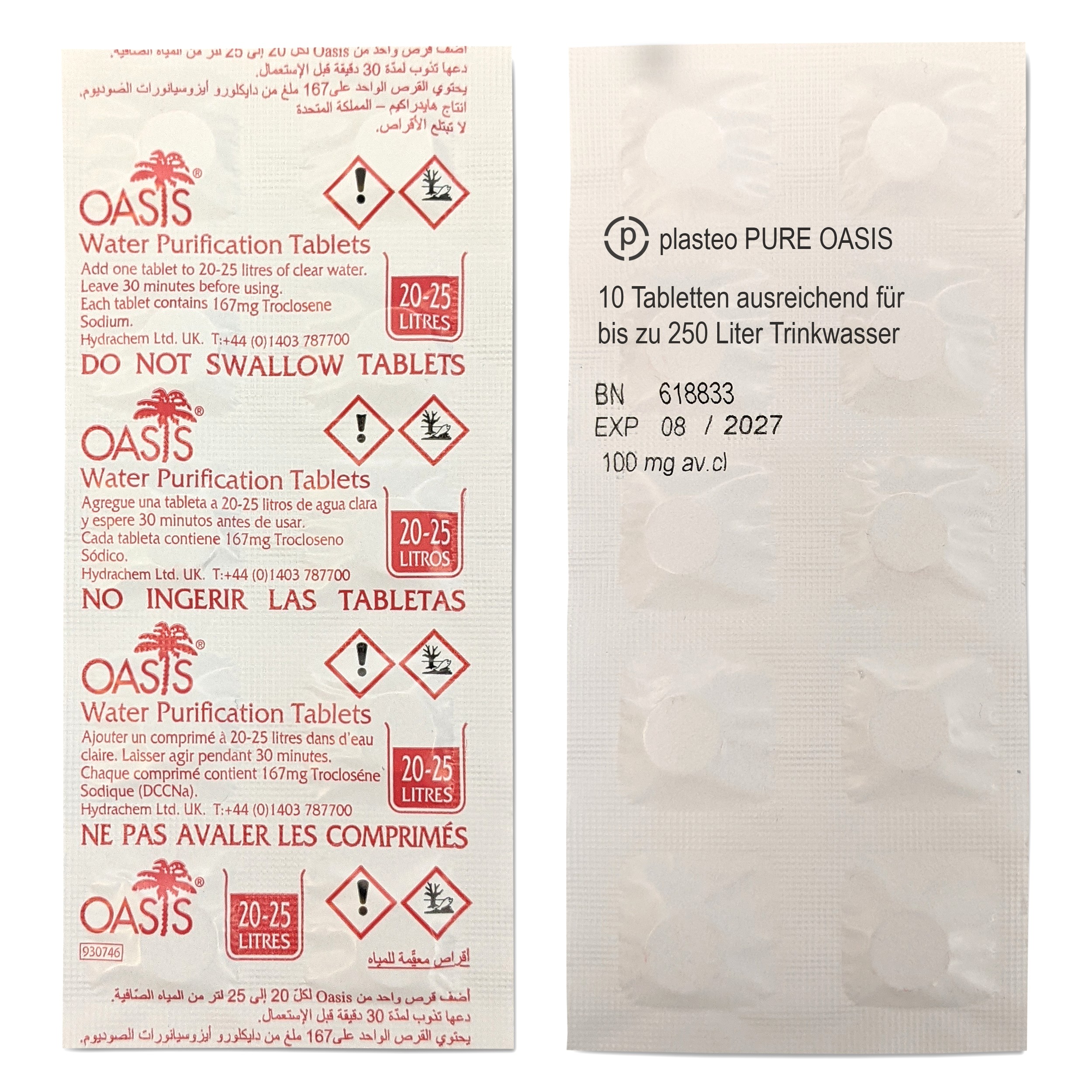 22460_galerie4P0LfQ4KWE5Keo PURE OASIS Wasserreinigungstabletten Wasserentkeimung | 100% keimfreies Trinkwasser in 30 Min