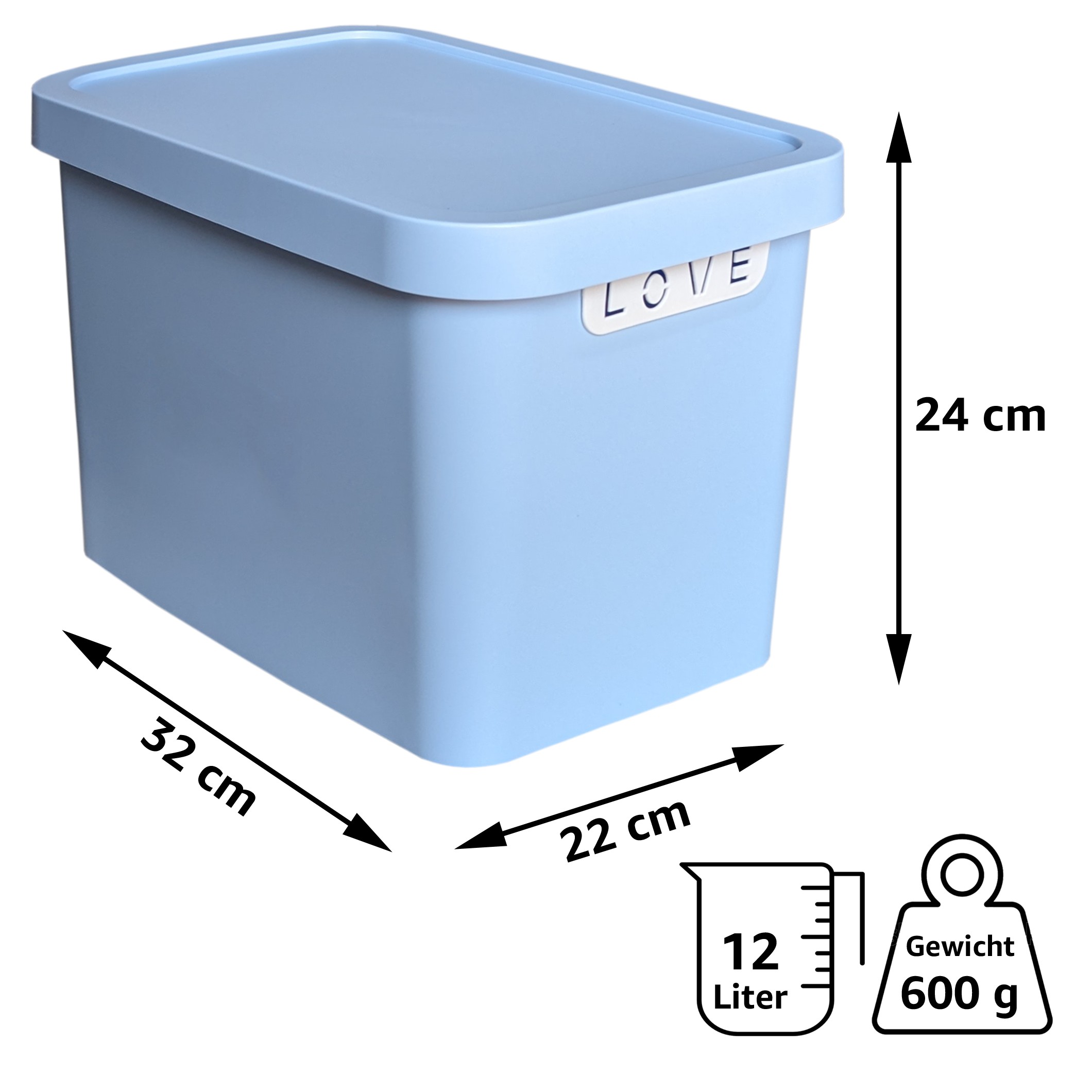 22557_abmessungen Aufbewahrungsbox mit Stülpdeckel 12,5 Liter