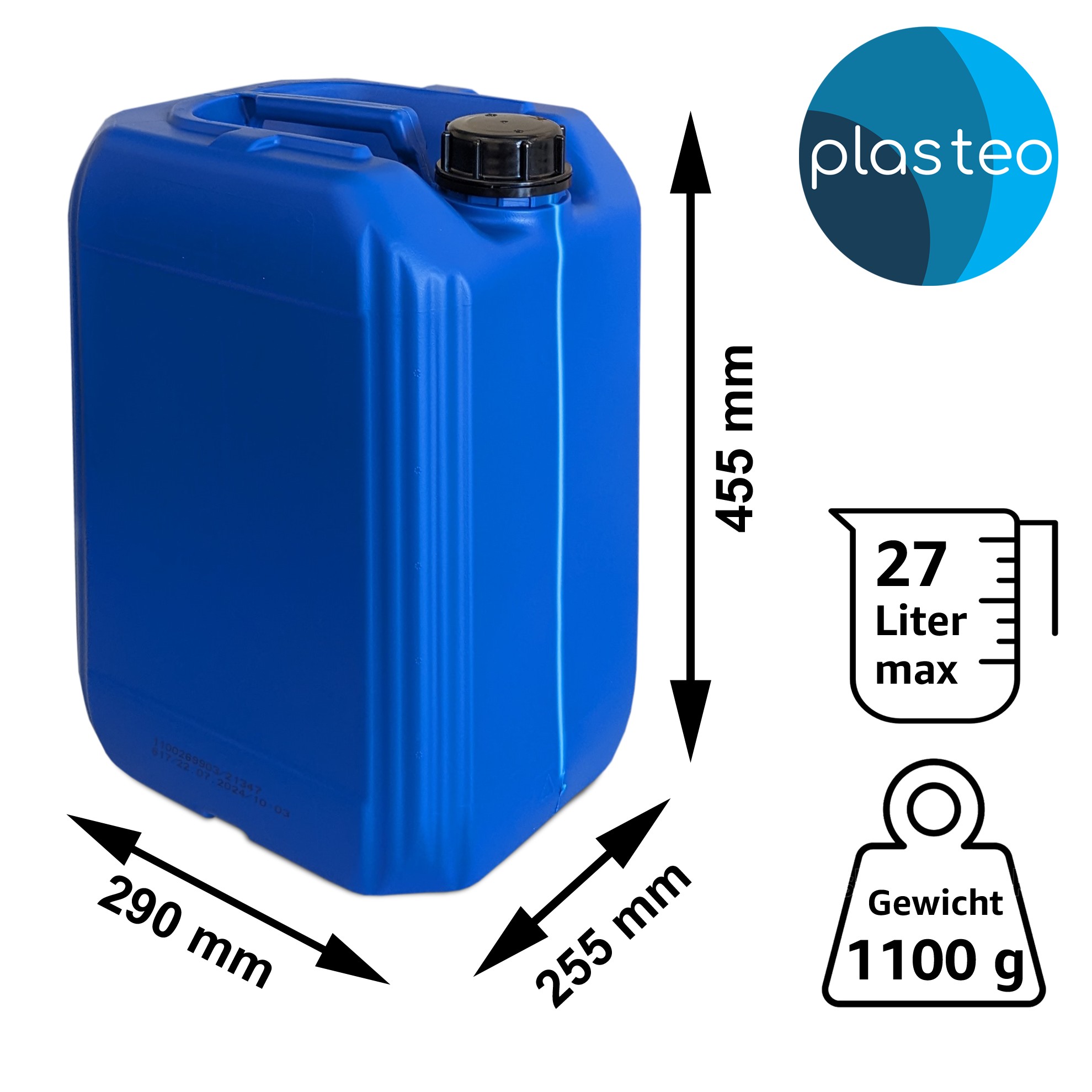 22248_abmessungen 25 Liter Kanister Blau