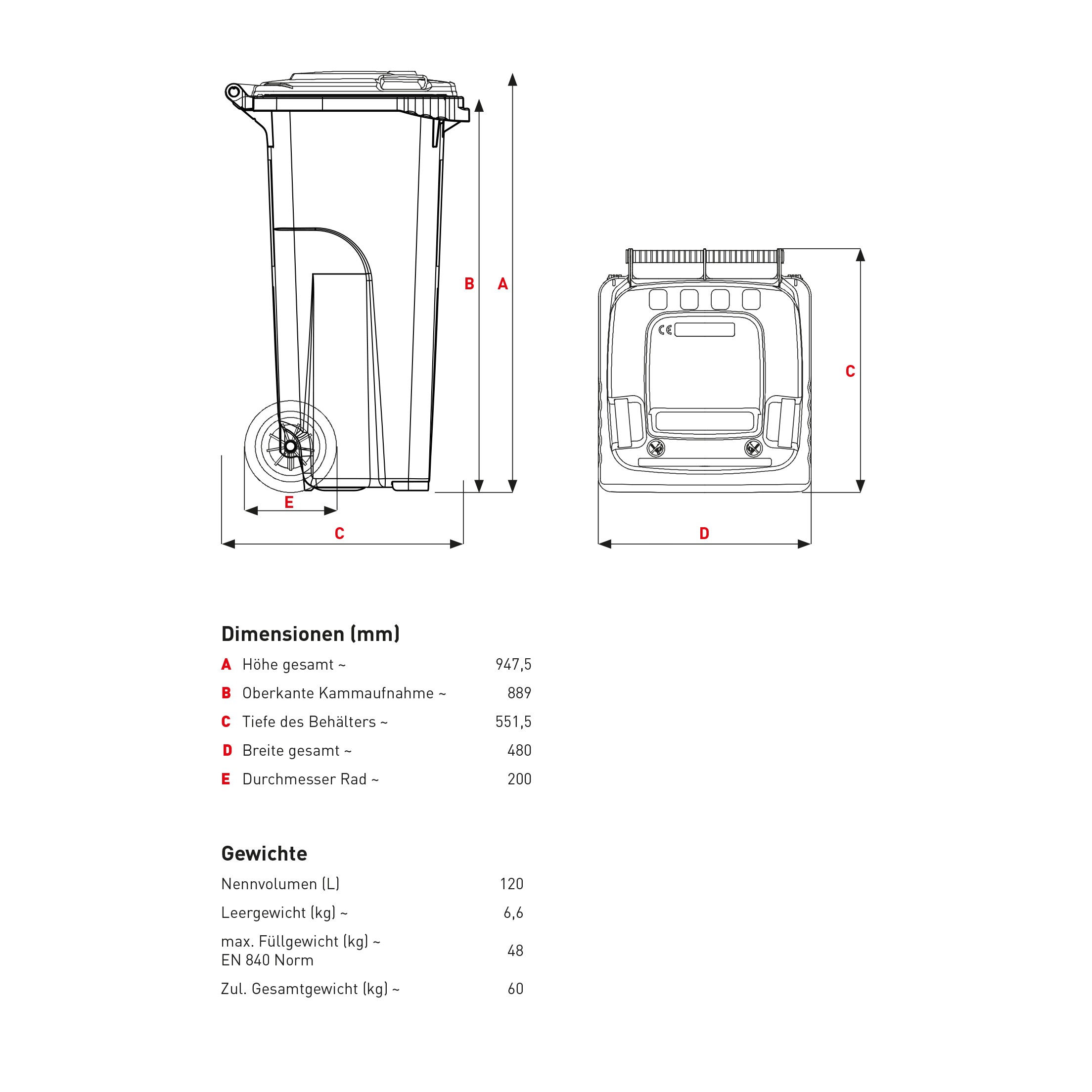 22068_abmessungen SULO® MGB 120 Liter Mülltonne