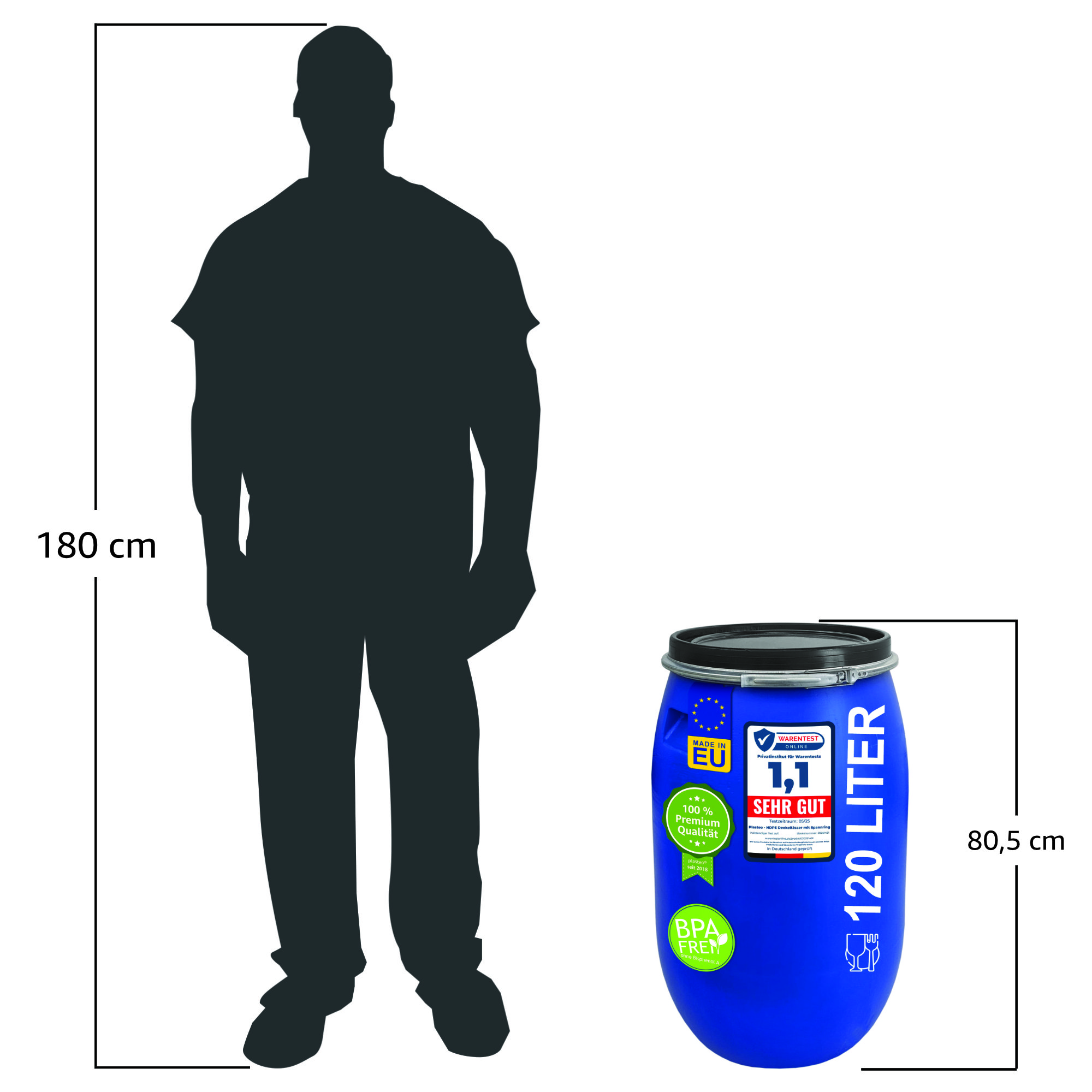 120 Liter Deckelfass Made in EU