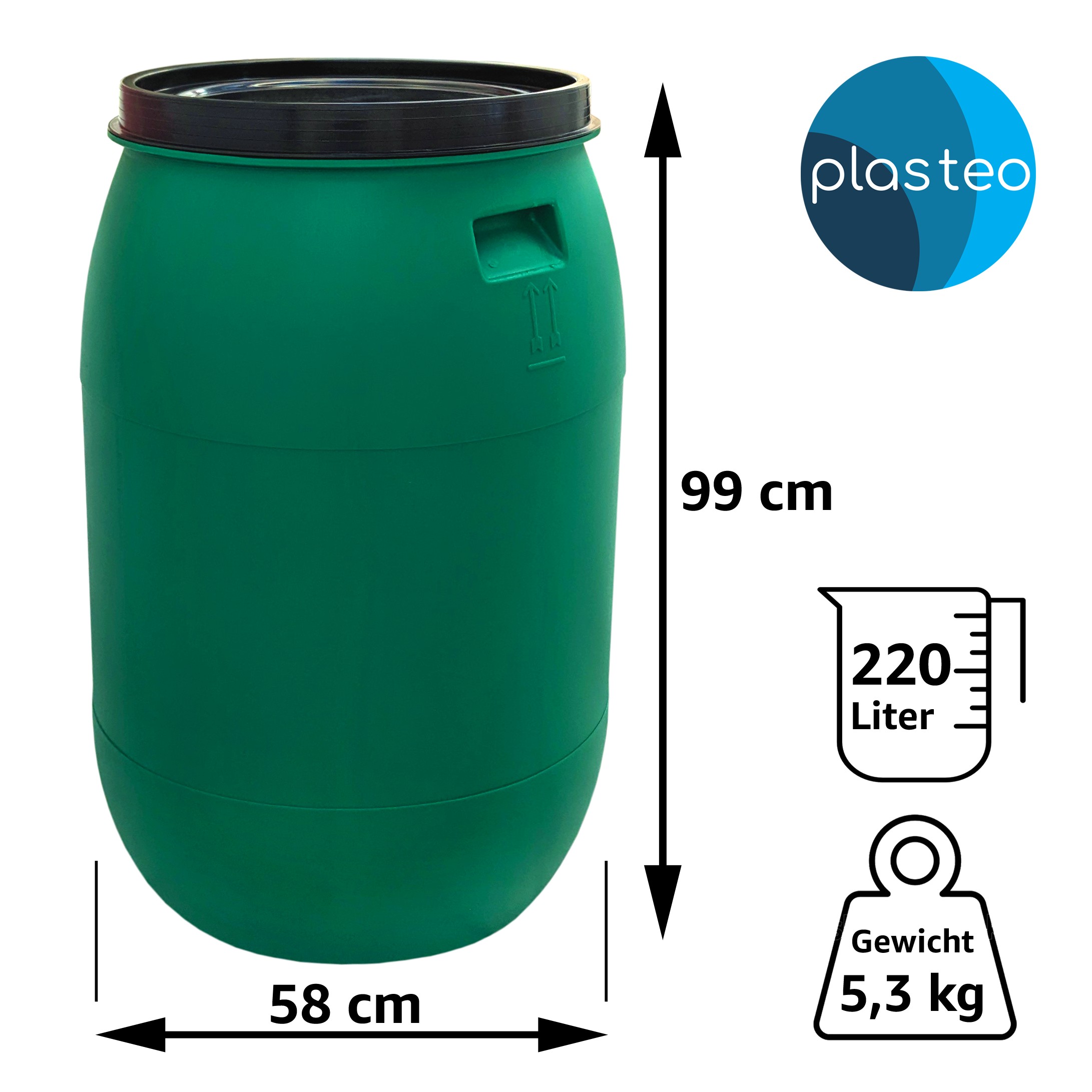 220 Liter Deckelfass Made in EU